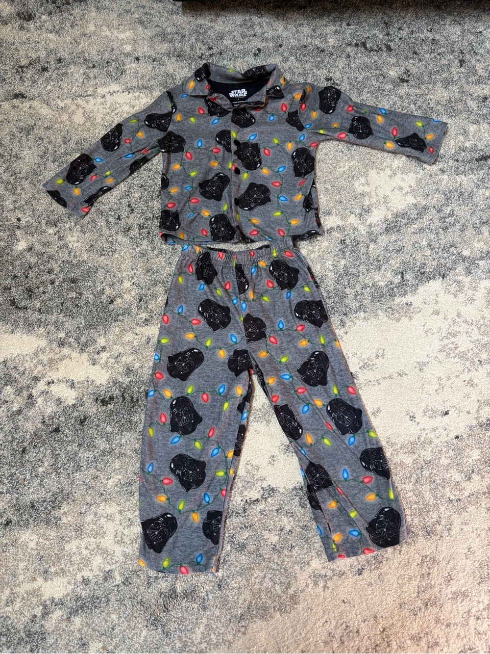 Star Wars Kids Gray Darth Vader Christmas Pajama Set with Colorful Lights